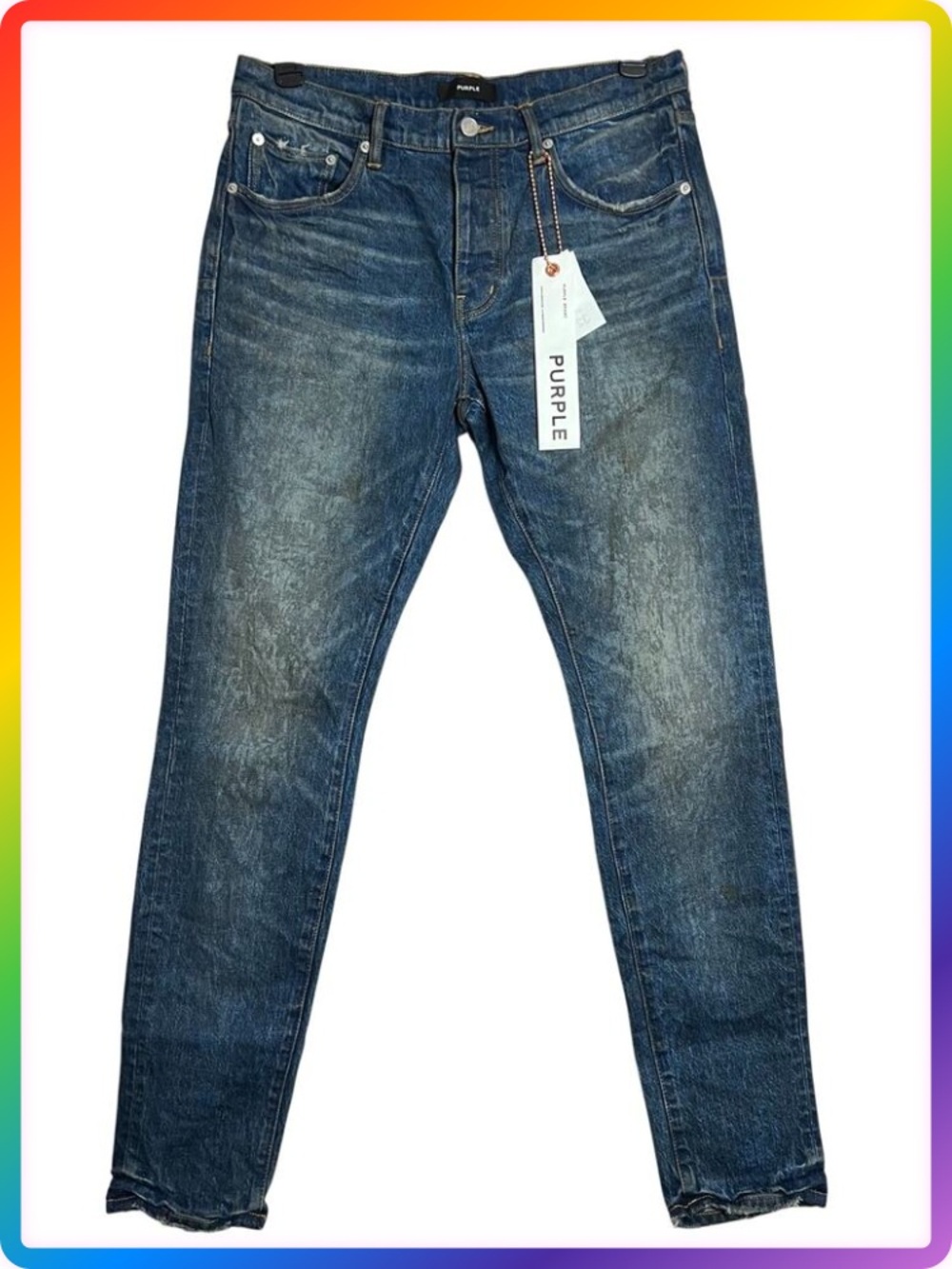 PURPLE Brand Skinny Mud Dark Indigo Jeans Mens 32x33 Button Fly P001 NWT
